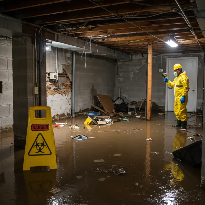 Flooded Basement Electrical Hazard in Hartville, OH Property