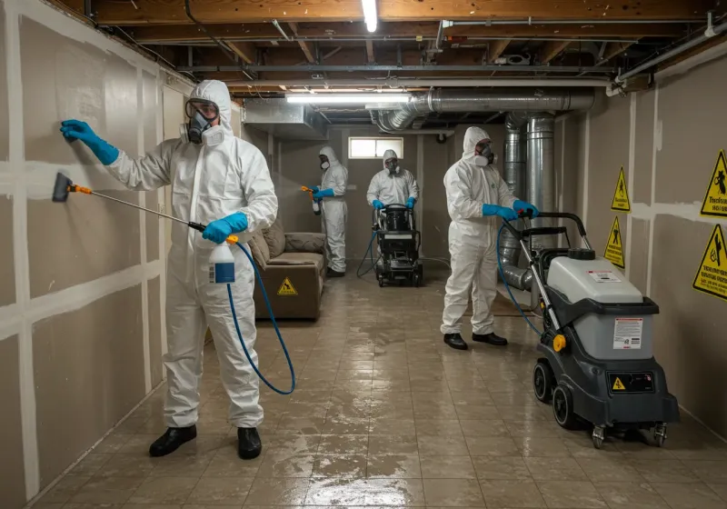 Basement Moisture Removal and Structural Drying process in Hartville, OH